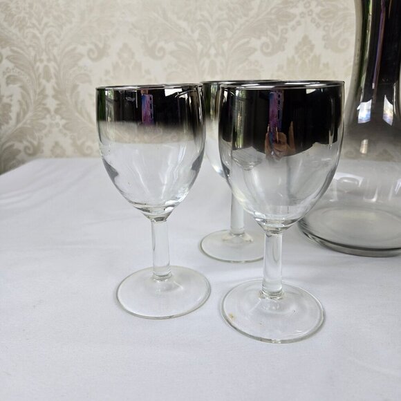 Mid-Century Modern Lusterware Decanter with 5 Matching Glasses Ombre Vintage - Picture 11 of 16